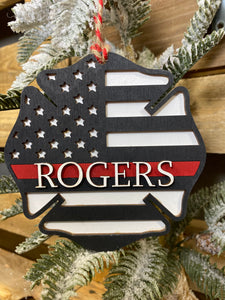 Thin Red Line Firefighter/Thin Blue Line Police Ornaments